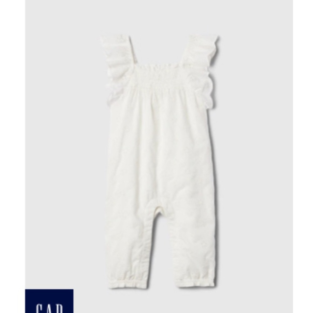 GAP White Ruffled Baby Jumpsuit